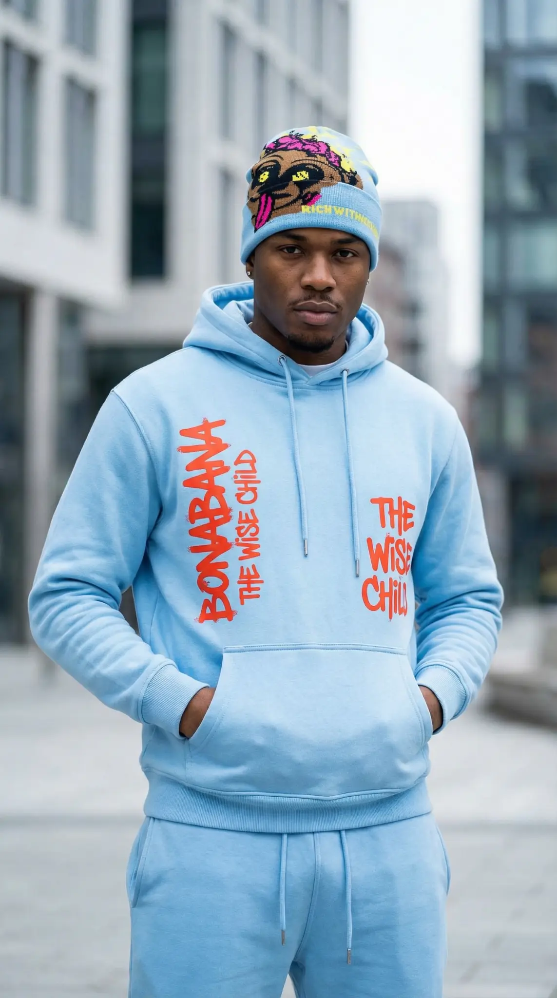 RICH WITH NO $ Beanie - Gray/Blue